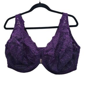 Amoureuse 27-1153-9 Lined Embroidered Front Hook Full Figure Underwire Bra 48DDD